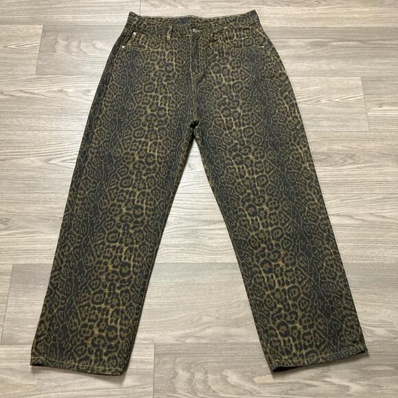 Vintage Y2K Style Leopard Print Relaxed Fit Baggy Pants Size L - Picture 2 of 8
